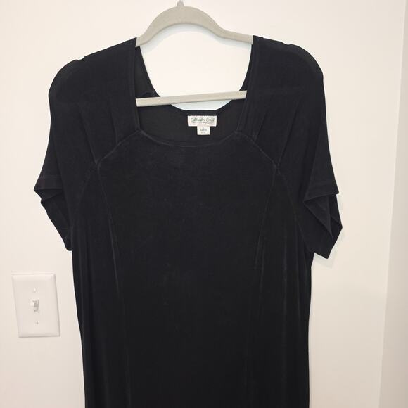 Vintage Coldwater Creek Maxi Dress Size L Black Short Sleeeve Travel Knit Slink - Picture 2 of 7